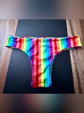 Fused Hawaii Manini Bikini Bottom Large Rainbow Stripe Cheeky